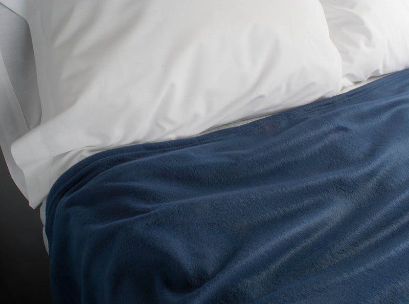 DII J & M Home Fashions Luxury Fleece Blanket, Full/Queen, 1-Piece, Dark Blue - Image 3